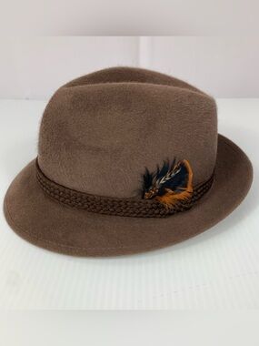 Robert Hall Genuine Fur Felt Fedora Vintage Hat Brown 7 1/8
